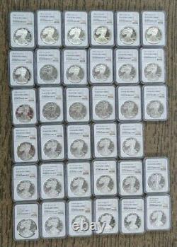 1986-2021 American Silver Eagle Proof Complete 35-Coin Set Each Graded NGC PF69