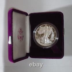 1986 S $1 American Silver Eagle Dollar UNC Proof With COA Nice Coin