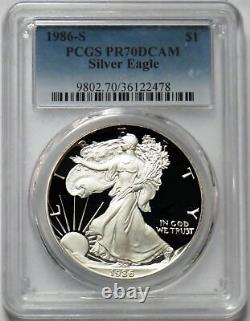 1986 S American Silver Eagle $1 Proof 1 Oz Coin Pcgs Pf 70 Uc