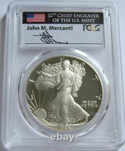 1986-S PCGS PR69 PROOF AMERICAN SILVER EAGLE COIN Hand-Signed by John Mercanti