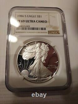 1986 S Proof American Silver Eagle NGC PF 69 UC First Year of Issue