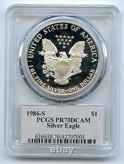 1986-S Proof Silver Eagle $1, Thomas S. Cleveland PCGS PR 70