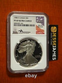 1986 S Proof Silver Eagle Ngc Pf69 Ultra Cameo John Mercanti Hand Signed Label