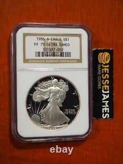 1986 S Proof Silver Eagle Ngc Pf70 Ultra Cameo Classic Brown Label