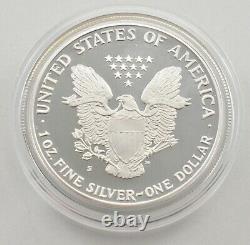 1988-S American Silver Eagle Proof 1 Oz. Silver Bullion Velvet Box & COA