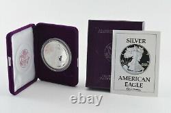 1990 American Silver Eagle Proof 1 Oz. Silver Bullion Velvet Box & COA