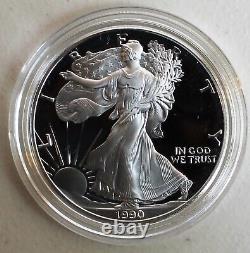 1990 S American Eagle Silver Proof Dollar Coin $1 US PROOF with Box and COA