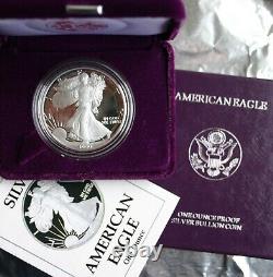 1990 S American Eagle Silver Proof Dollar Coin $1 US PROOF with Box and COA