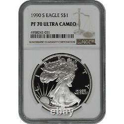1990-S American Proof Silver Eagle One Dollar Coin NGC PF70 Ultra Cameo