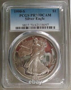 1990-S Proof American Silver Eagle 1 oz Bullion Coin PCGS PR70DCAM