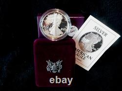 1991 American Eagle Silver Proof Dollar with box COA