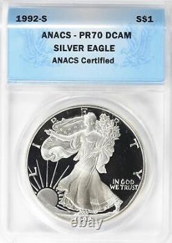 1992-S American Silver Eagle ANACS Proof-70 Deep Cameo