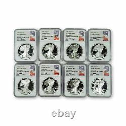 1993-2000 P American Proof Silver Eagle Set NGC PF70 Ultra Cameo Mercanti Signed
