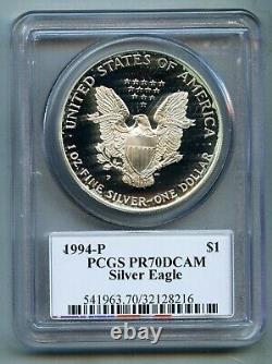 1994 P American Silver Eagle Dollar PCGS PR 70 DCAM Proof Deep Cameo