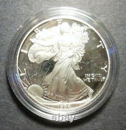 1994 P Proof American Silver Eagle One Ounce Bullion Coin Box & COA 9th Year