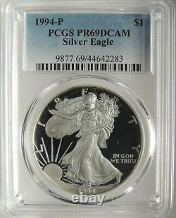 1994-p $1 Proof American Silver Eagle Gem Pcgs Pr69dcam #44642283