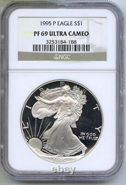1995-P American Eagle 1 oz Proof Silver Dollar NGC PF69 Ultra Cameo B741