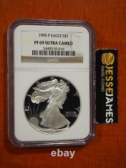 1995 P Proof Silver Eagle Ngc Pf69 Ultra Cameo Brown Label. See My Others