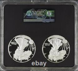 %% 2 COIN SET 2021 W PROOF SILVER EAGLE, TYPE 1 & 2 NGC PF70UC, Eagle/Mtn