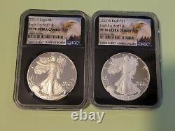 % 2 COIN SET 2021 W S NGC PF70UC PROOF SILVER EAGLE, TYPE 2, Eagle/Mtn