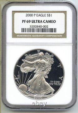 2000-P American Eagle 1 oz Proof Silver Dollar NGC PF69 Ultra Cameo B746