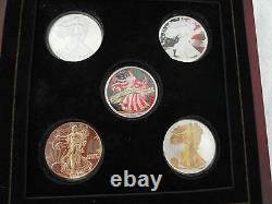 2005 American Eagle Colorized 5 Coins Set with Display box & COA