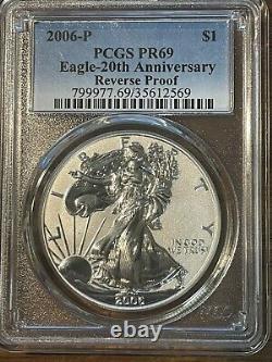 2006 American Silver Eagle 20th Anniversary Reverse Proof Pcgs Pr69 35612569
