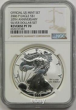 2006-P 20th Anniversary Silver Eagle Dollar $1 Reverse Proof PF 70 NGC US Mint