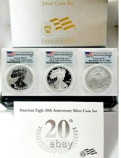 2006 SILVER EAGLE? 20TH ANNIVERSARY 3 COIN SET? PCGS PR70 with OGP & COA