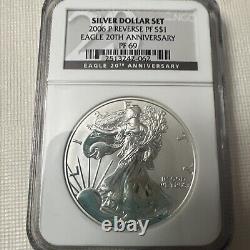 2006 Silver Eagle Proof/Uncirculated $1 3-Coin Dollar Set NGC PF69 MS69 P&W Mint