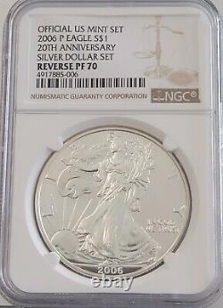 2006 reverse proof silver eagle pf70 NGC 20TH ANNIVERSARY