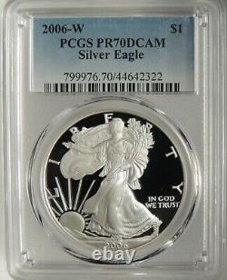 2006-w $1 Proof American Silver Eagle Gem Pcgs Pr70dcam #44642322 Top Pop