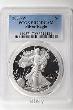 2007-W Proof Silver American Eagle PCGS PR70 DCAM Deep Cameo $1