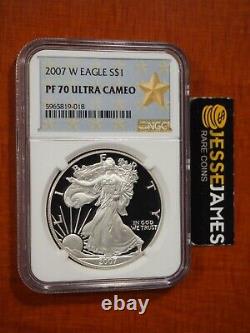 2007 W Proof Silver Eagle Ngc Pf70 Ultra Cameo Gold Star Label