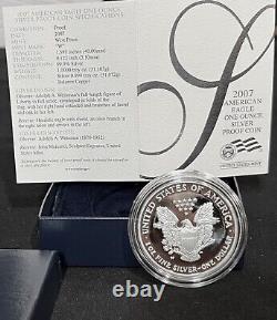 2007 W Us Mint. 999 Silver Proof Coin American Eagle One (1) Ounce +box/case/coa