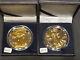 2010 & 2012 1oz Silver. 999 American Eagle Dollars Gold Gilded Proof Like