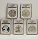 2011 5 Coin American Silver Eagle 25th Anniversary Complete Set Ngc Ms70 Pf70 Er
