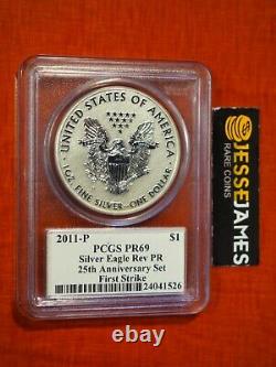 2011 P Reverse Proof Silver Eagle Pcgs Pr69 Fs Mercanti Signed From 25th Ann Set