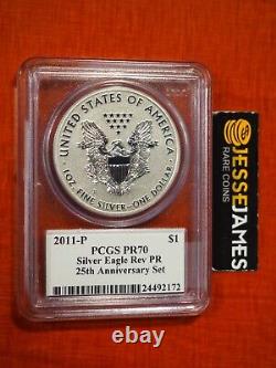 2011 P Reverse Proof Silver Eagle Pcgs Pr70 Mercanti Signed From 25th Ann Set