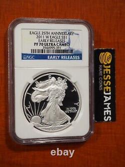 2011 W Proof Silver Eagle Ngc Pf70 Ultra Cameo Early Releases Blue Label