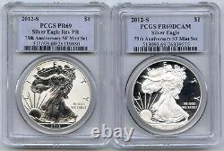 2012-S American Eagle Proof Silver Dollar 2-Coin Set PCGS PR69DCAM Reverse C204