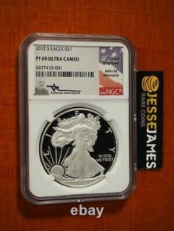 2012 S Proof Silver Eagle Ngc Pf69 Ultra Cameo John Mercanti Hand Signed Label