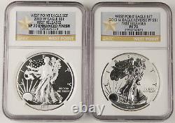 2013 $1 American Silver Eagle West Point 2 Coin Set Reverse Proof NGC PF70 SP70