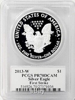 2013-w? American Silver Eagle? Pcgs Pr70 Mercanti Signed? Flag Label