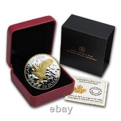 2014 Canada $20 Bald Eagle Perched 1 oz Pure Silver Proof Gold-Plated Coin
