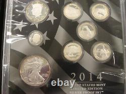2014 US Mint Limited Edition Silver Proof Set ATB Quarters Silver Eagle BOX COA