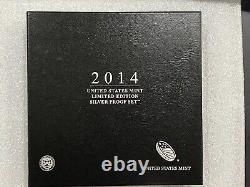 2014 US Mint Limited Edition Silver Proof Set with American Eagle OGP / COA TONED
