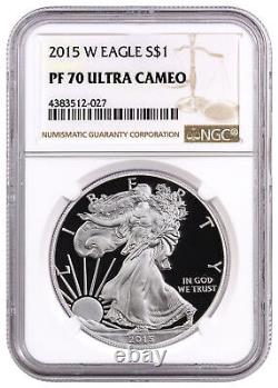2015 W $1 Proof American Silver Eagle 1-oz NGC PF70 UC Ultra Cameo Brown Label