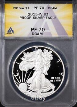 2015-W $1 Silver American Eagle Proof 70 DCAM ANACS # 7625516 + Bonus