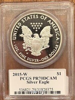 2015-W PROOF American Silver Eagle ASE 1oz. 999 PCGS PR70 DCAM SIGNED MERCANTI